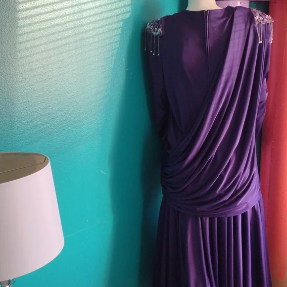 Vintage Formal Purple Evening Dress - Picture 6 of 9